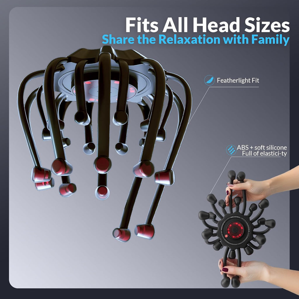 Electric Scalp Massager, 360° Octopus Head Massager Automatic 5 Modes Scalp Stress Relax Device