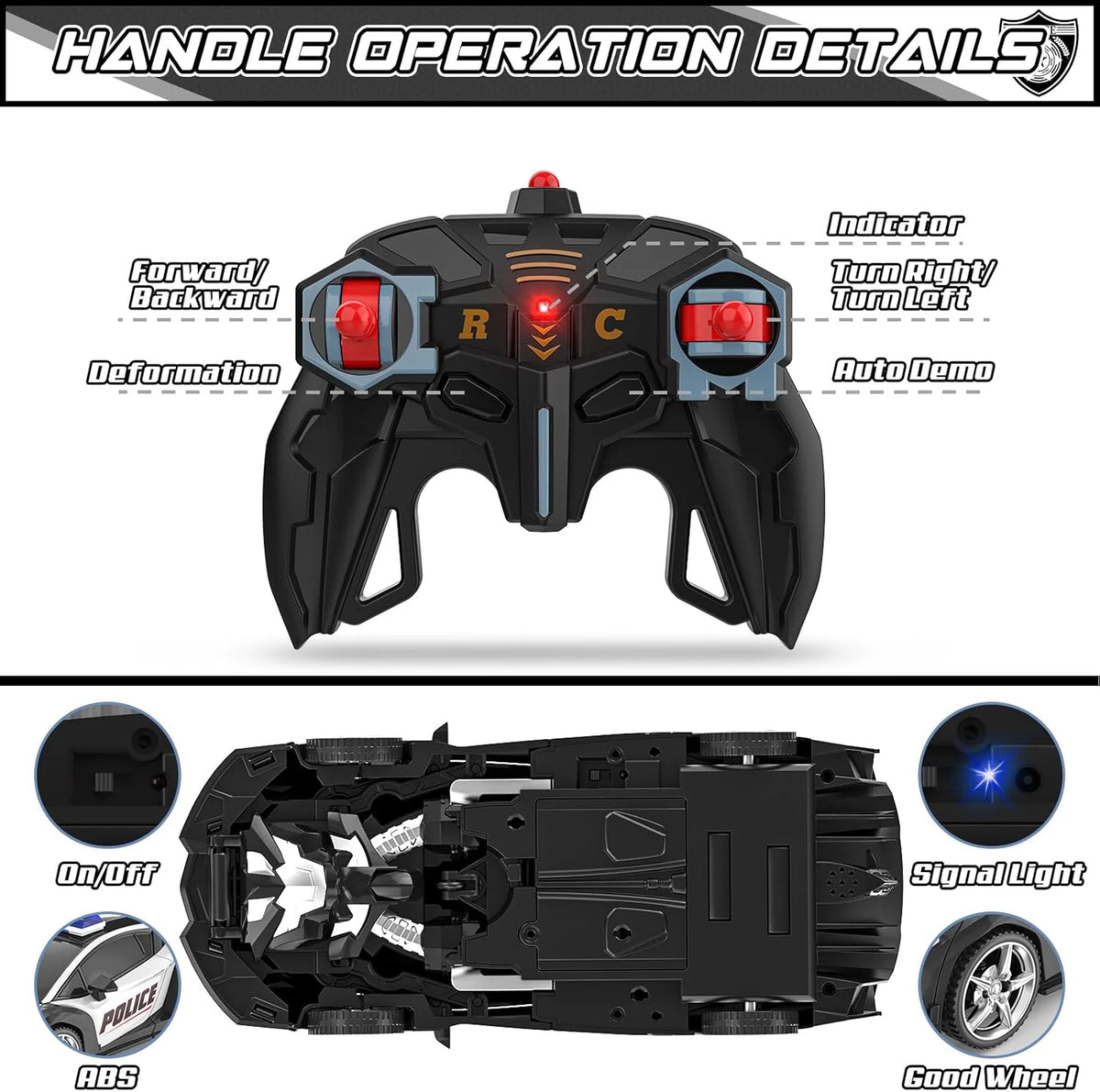 Rc Cars for Boys 4-7 8-12, 2.4Ghz Remote Control Car 1:18 Scale Transforming Robot, One-Button Deformation 360° Rotation Car Toy Gifts for Boys 3-5