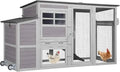 Chicken Coop Large Chicken House with Run Wooden Poultry Cage with Nesting Box, Large Opening Roof