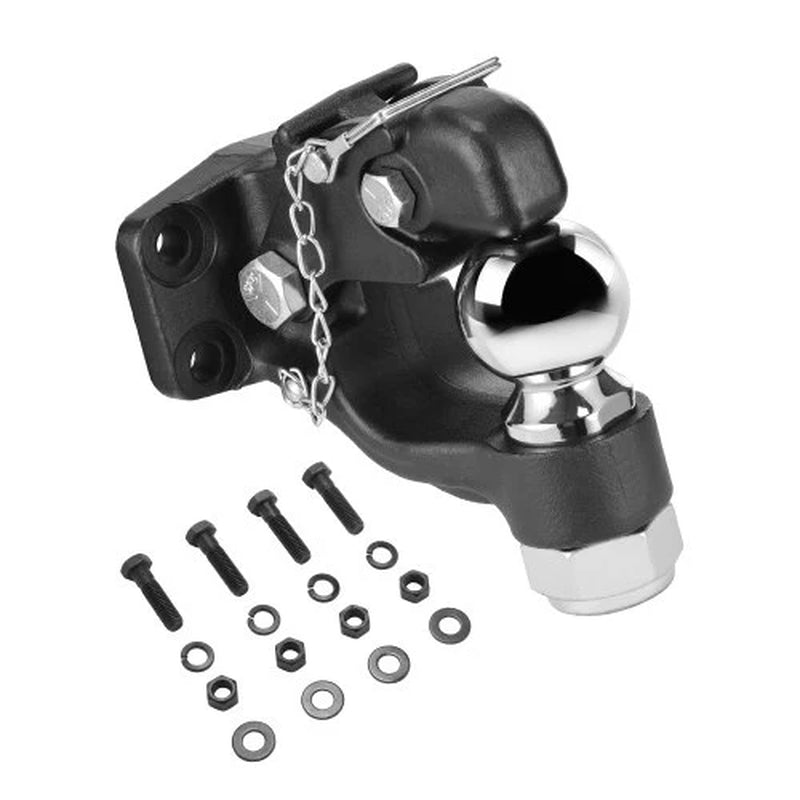 Pintle Hook, 30000 Lbs Towing Capacity, Trailer Hitches Receiver Hook Combination 2-5/16-Inch Hitch Ball, Fits 2.5 to 3-Inch Lunette Ring with Mounting Kit, Wear-Resistant, Black Powder Coat