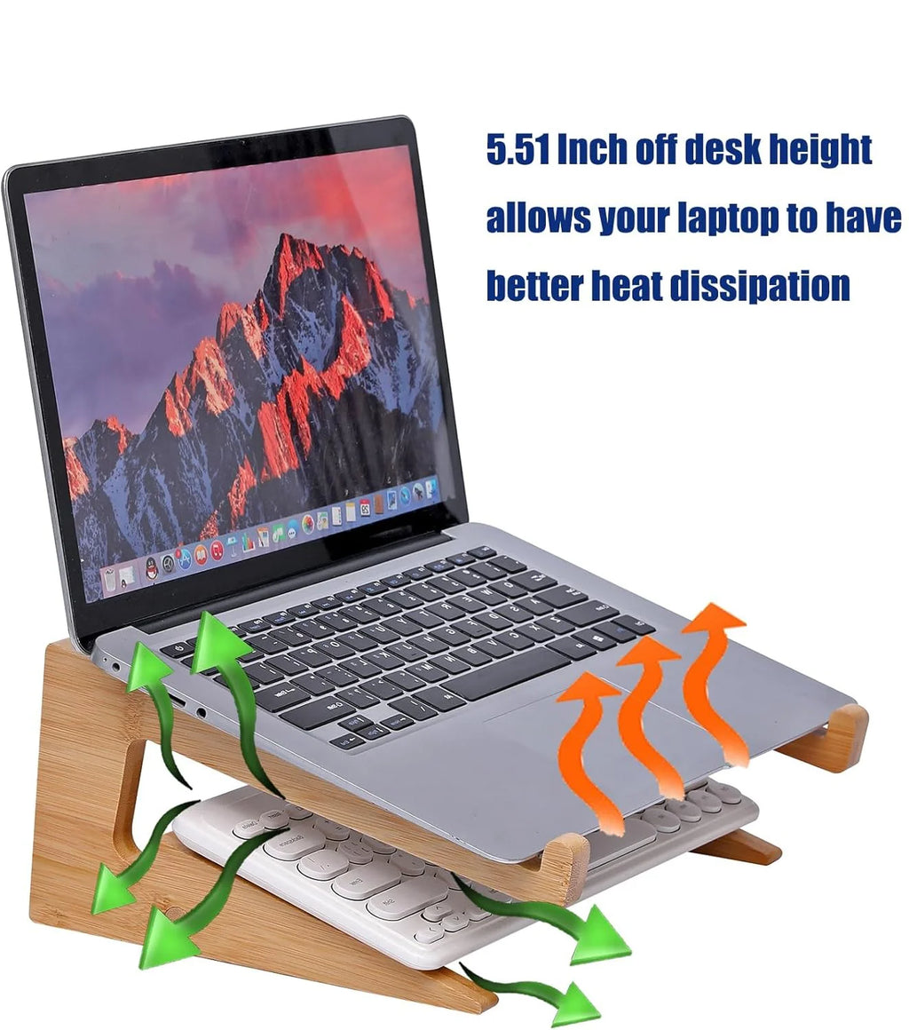 Wooden Laptop Stand,Wooden Vertical Laptop Stand for Desk,Bamboo Laptop Stand Compatible with Macbook Air Pro/Dell Xps/Surface Pro/Hp/Pixelbook/Lenovo,More Laptops13-18.6Inch