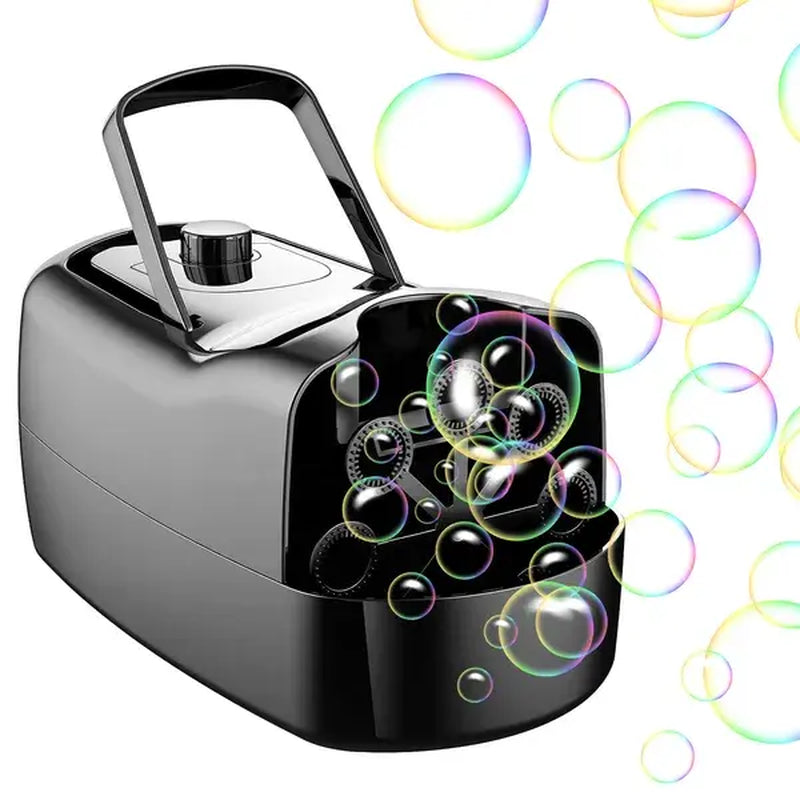 Bubble Maker Automatic Bubble Blower Portable Bubble Blowing Machine with 2 Speeds Handle 3000-4000 Bubbles per Minute Plug-In Battery Powered