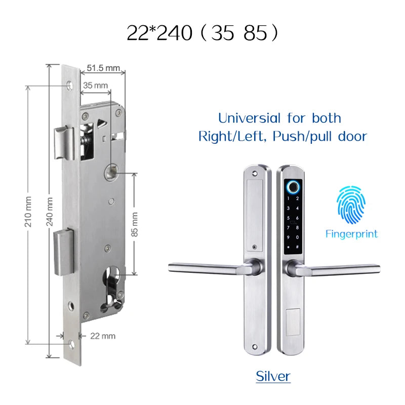 Stainless Steel Waterproof Biometric Fingerprint Door Lock Electronic Smart Door Lock RFID Card Lock for Aluminum Glass Door