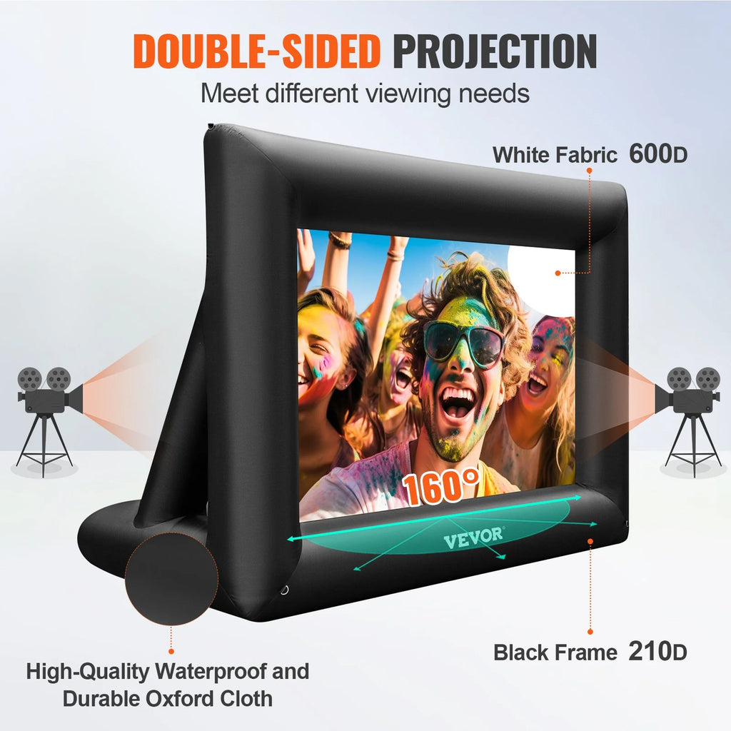 VEVOR Inflatable Movie Screen 24Ft£¨288Inch£© Inflatable Projector Screen for outside with 360W Air Blower Inflatable Screen Oxford Fabric Material Blow up Screen for Outdoor Movie Supports Front/Rear Projection
