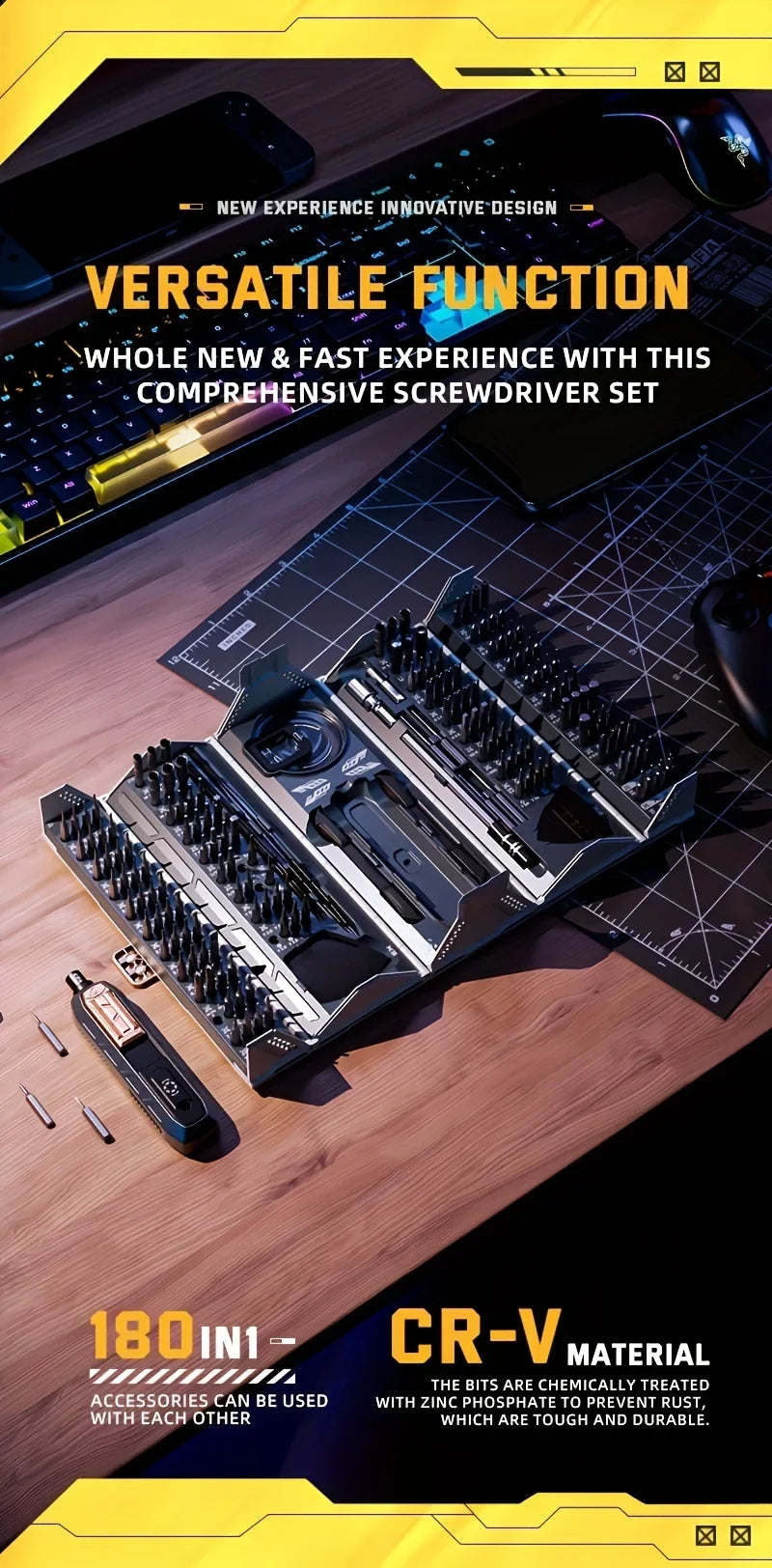 180 in 1 Precision Manual Multifunctional Screwdriver Set Magnetic Phillips Bits Mobile Iphone & PC & Glasses Repair Tool Gift