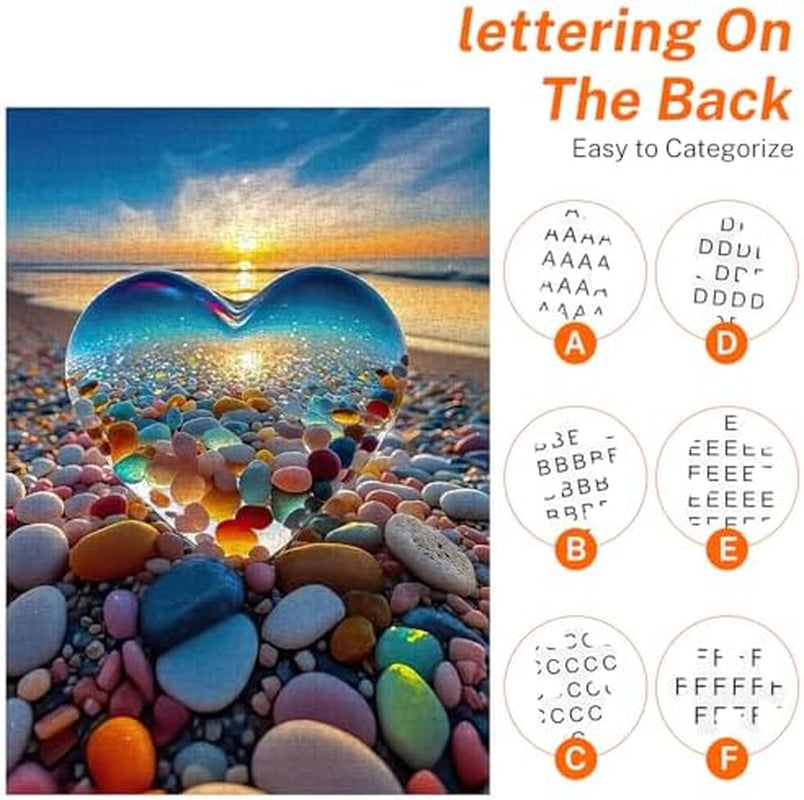 Jigsaw Puzzles for Adults 1000 Pieces, Love Pebbles Beach Puzzle, Impossible Difficult Hard Fun 1000 Piece Jigsaw Puzzles for Adults