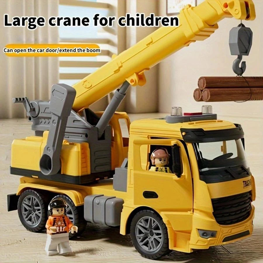 Children'S Small Yellow Crane Toy with Light and Sound Perfect Children'S Construction Toy Car Children'S Holiday Gift Birthday Gift