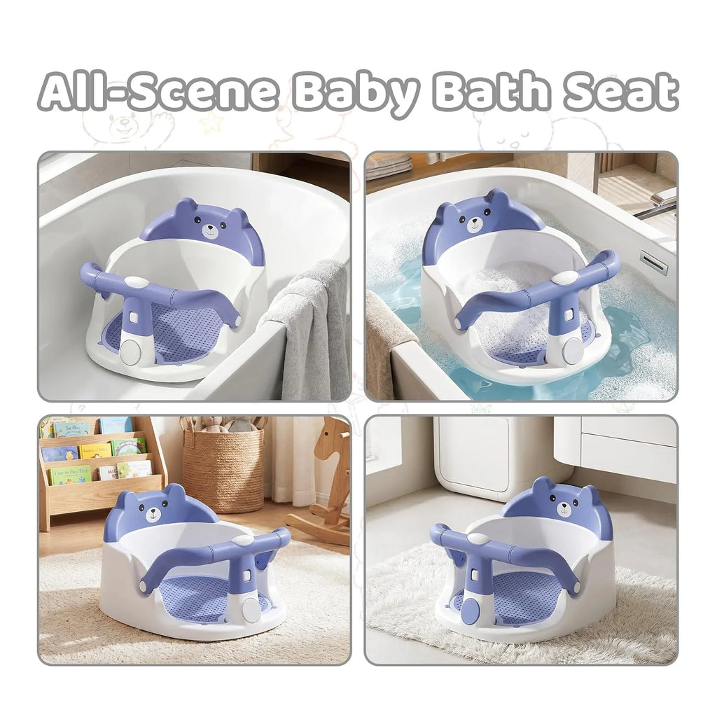 Baby Bath Seat for Babies 6 Months & up Non-Slip Toddler Bath Seats for Sitting up Infant Bathtub Chair with Suction Cups and Soft Cushion for Baby Shower Tub Seat