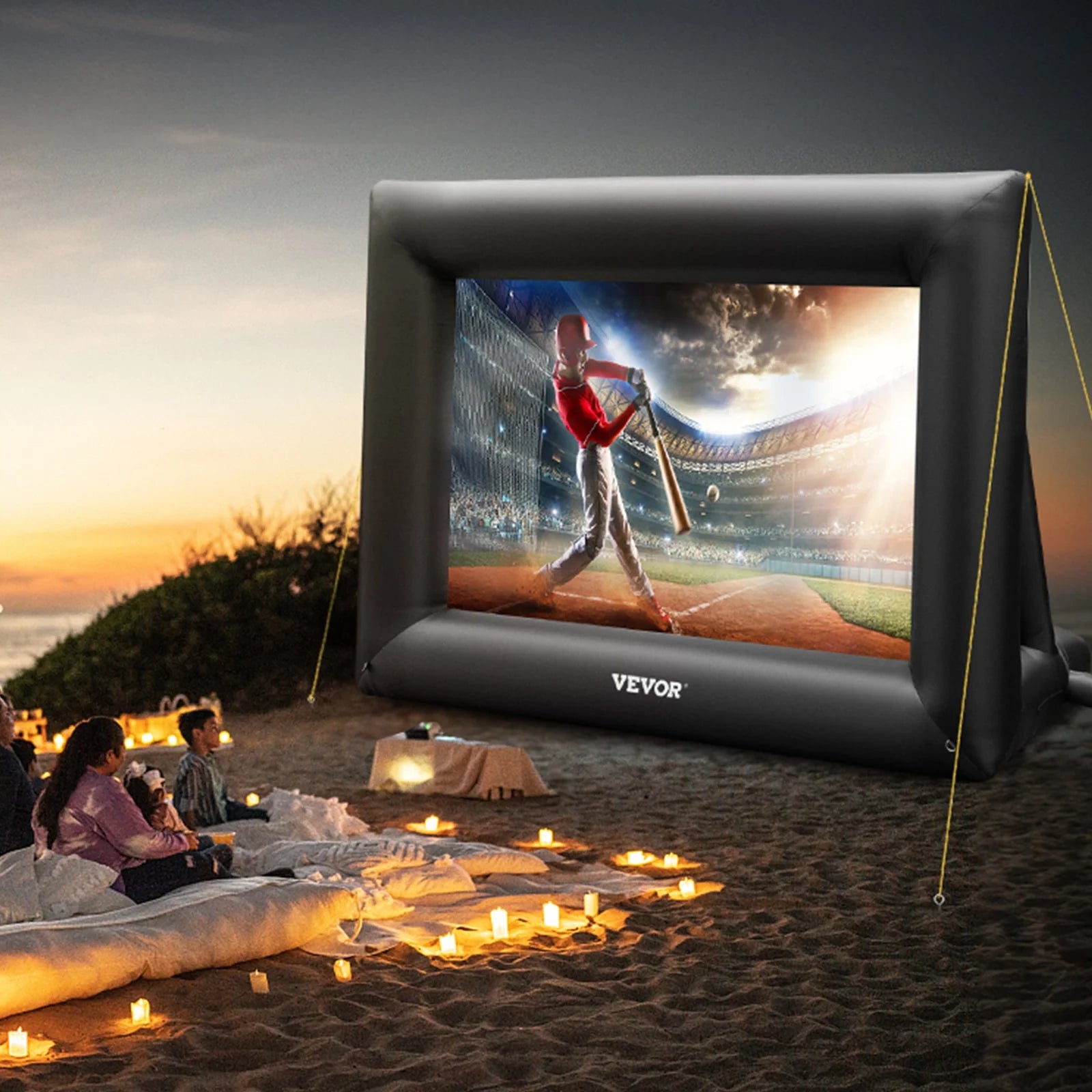 VEVOR Inflatable Movie Screen 24Ft£¨288Inch£© Inflatable Projector Screen for outside with 360W Air Blower Inflatable Screen Oxford Fabric Material Blow up Screen for Outdoor Movie Supports Front/Rear Projection
