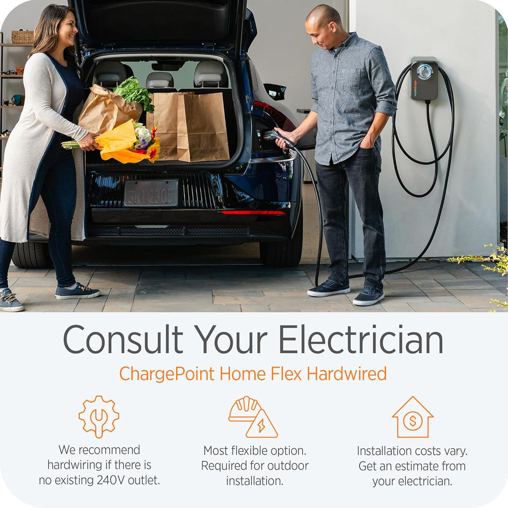 Homeflex Level 2 EV Charger J1772 - Fast Smart Battery Power Charging at Home for Electric Automobile Vehicles - Hardwired for Electric Car