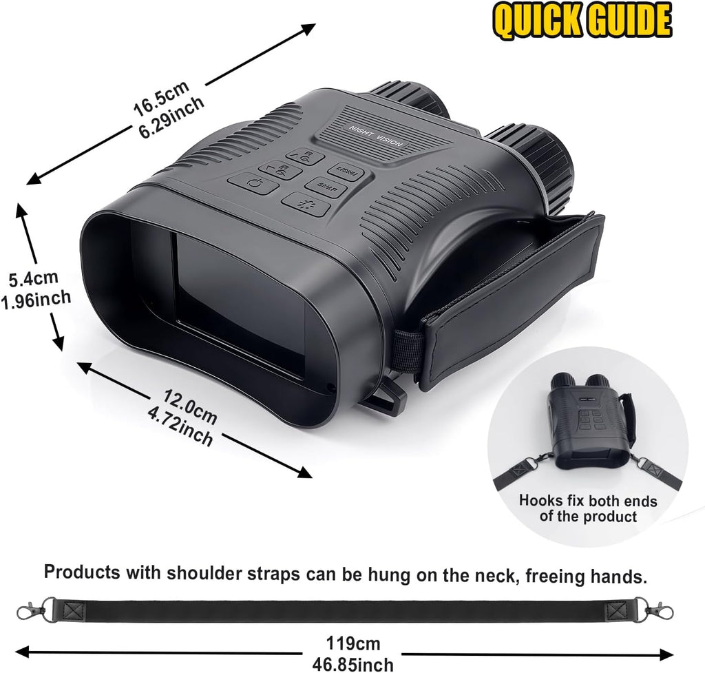 Night Vision Goggles - 4K Night Vision Binoculars for Adults Mit 32GB TFT Card 2700FT Ir/2000Mah, 2.8'' HD Screen, 7 Gear Infrared and 10X Digital Zoom for Outdoor Enthusiasts and Animal Watchers