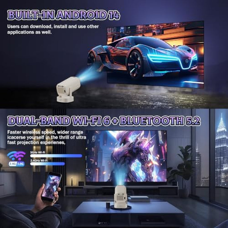 U5 4-In-1 Mini Projector with Wifi and Bluetooth,Games+Karaoke+Speaker