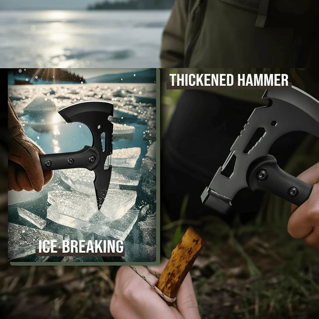 Camping Axe Set 4 Piece Tactical Hatchet Set with 2 Canvas Sheaths