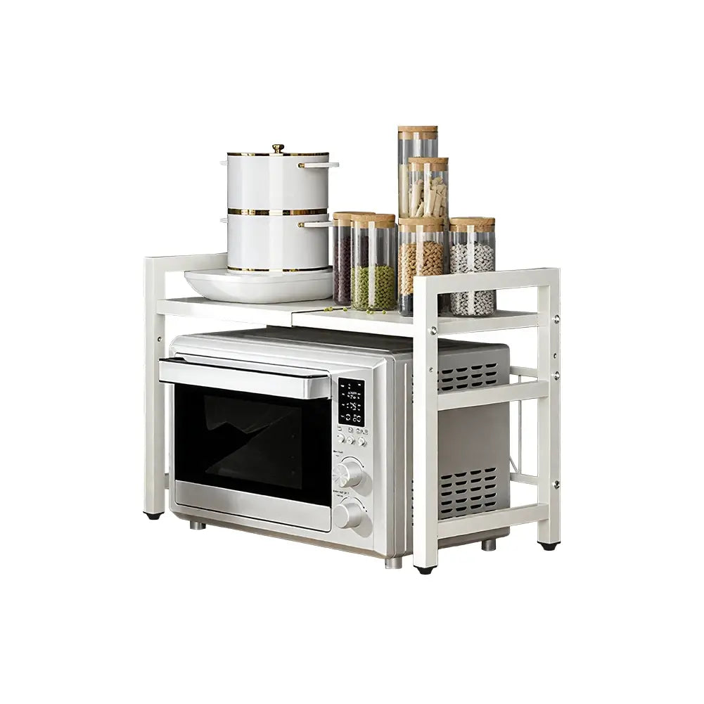 1Pc Expandable 42-64Cm Microwave Shelf Organizer, Moisture and Rust Proof Microwave Countertop Organizer,Tableware Storage