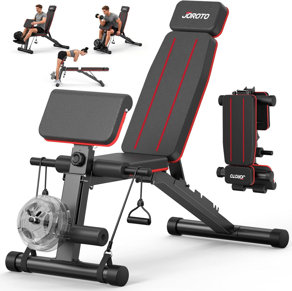 Adjustable Weight Bench for Home Gym, 1000 LBS Capacity, Foldable Incline Decline Flat Workout Bench with Leg Extension & Back Extension, Exercise Preacher Curl Bench for Full Body Training
