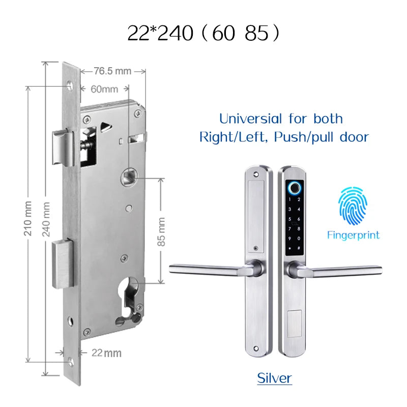 Stainless Steel Waterproof Biometric Fingerprint Door Lock Electronic Smart Door Lock RFID Card Lock for Aluminum Glass Door