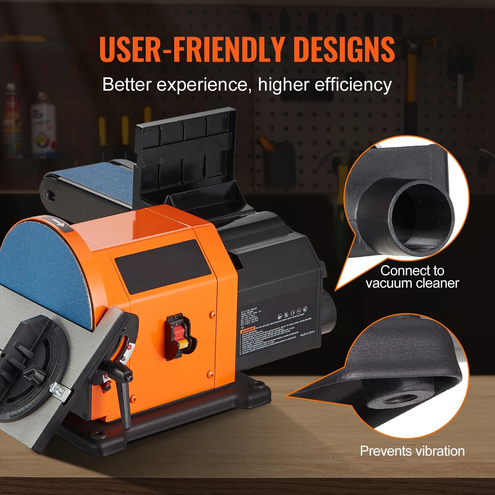 Belt Disc Sander Combo with 5A/4.3A/2.5A Induction Motor Belt Sanding Machine Woodworking Deburring Grinder Combo Bench