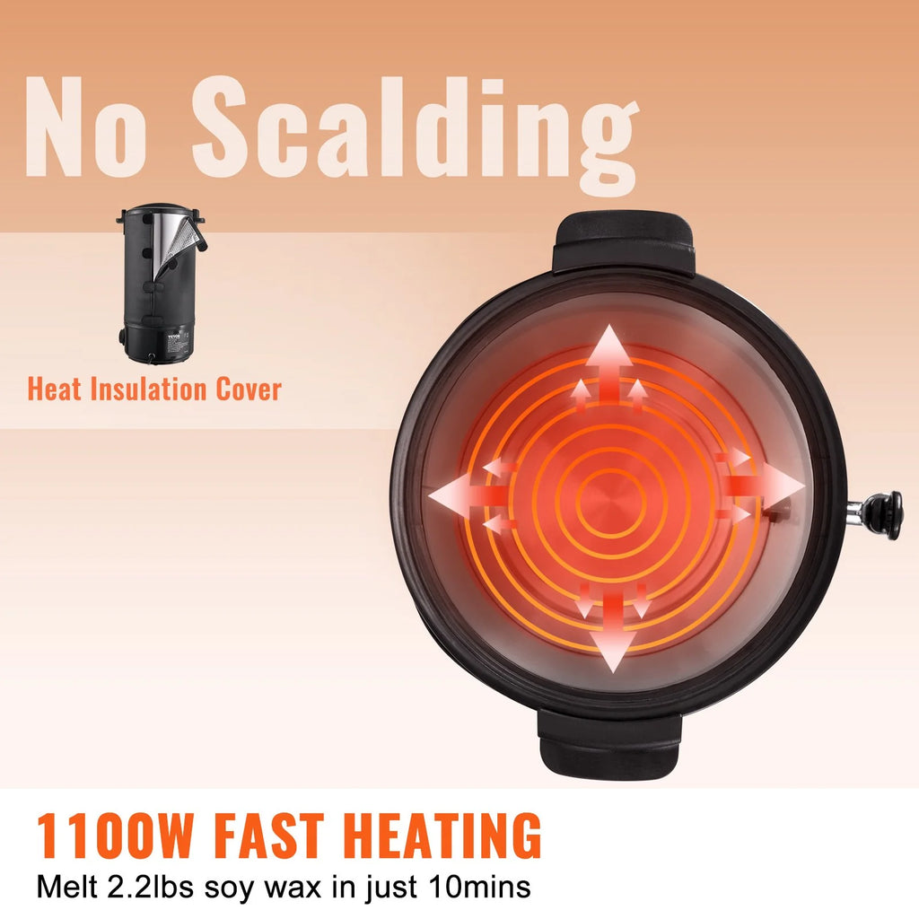 VEVOR 10 L Wax Melter for Candle Making, Extra Large Electric Wax Melting Pot, with Easy Pour Spout and 9-Level Temp Control, Easy Clean for Candle Soap Cream Beauty Bulk Production Business or Home