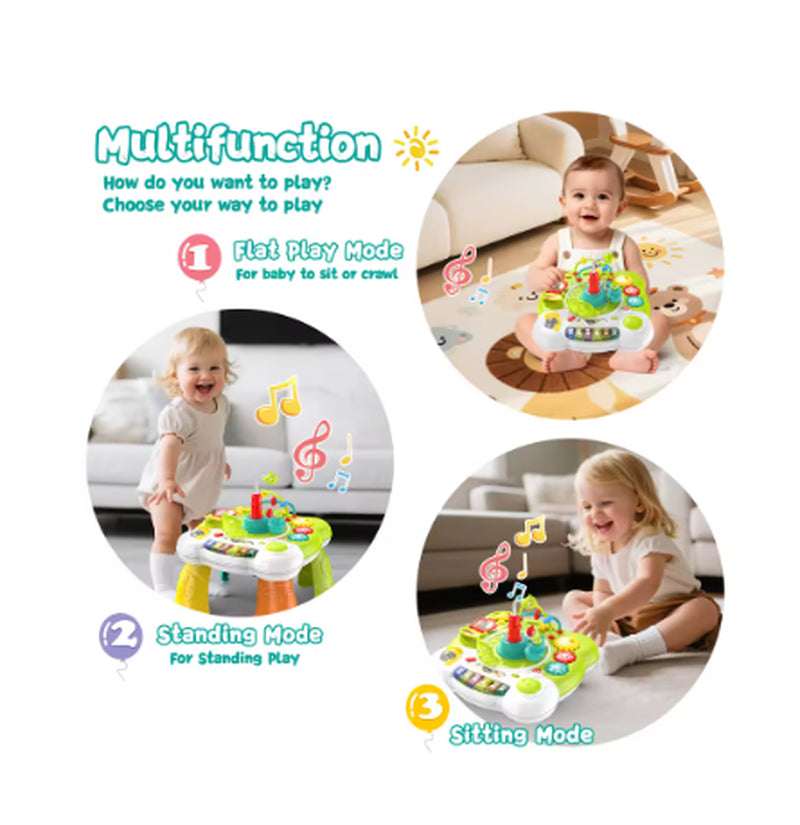 Toddler Musical Activity Table – Interactive Learning Toy with Piano Keys, Lights & Early Educational Activities, Green Plastic Design for Boys & Girls