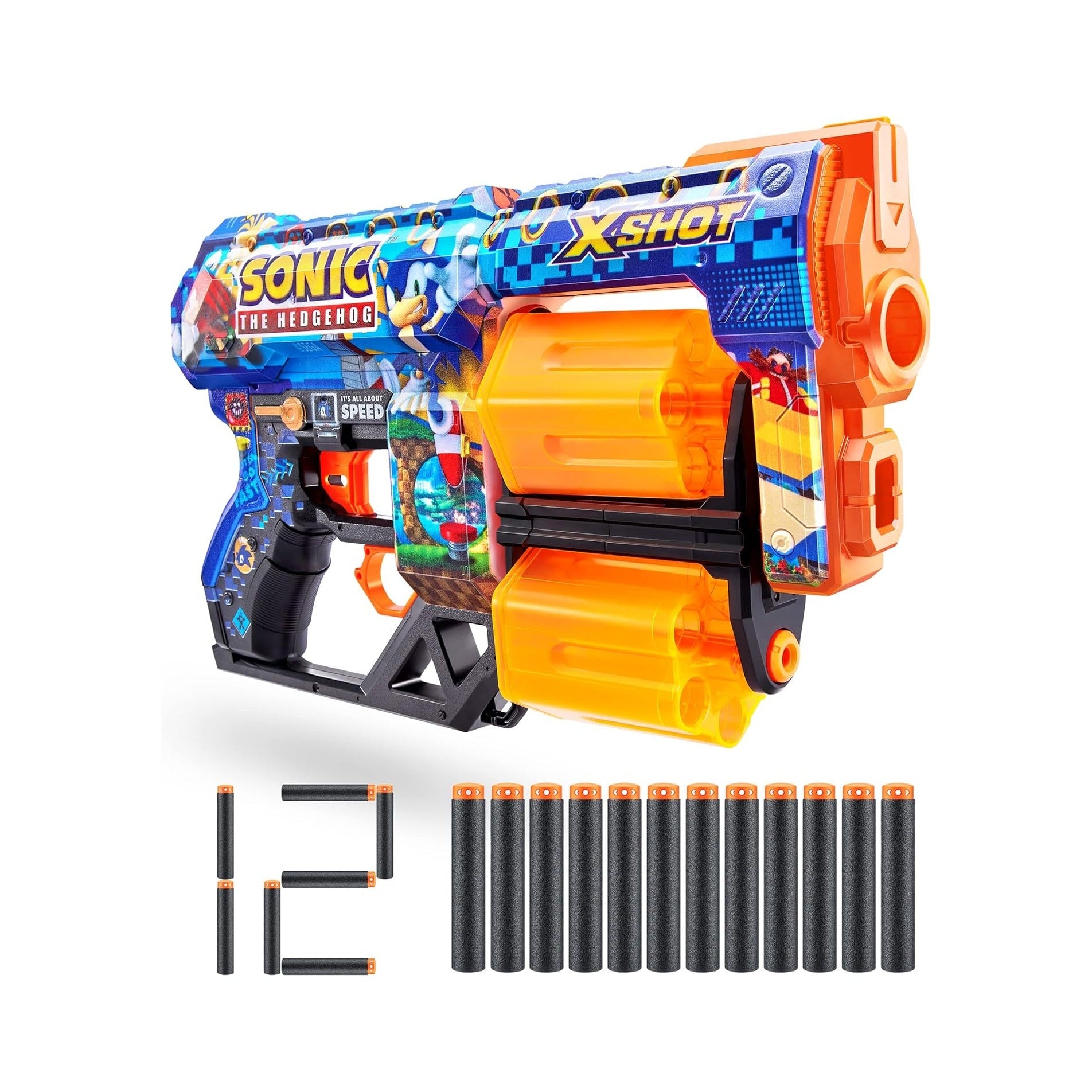 Skins Dread Foam Blaster (12 Dart) by ZURU X Sonic the Hedgehog Toy for Kids, Teens, Adults