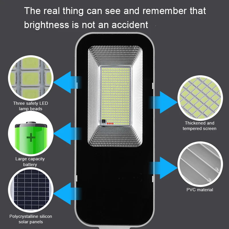 200W Powerful Solar Light Outdoor Solar Street Light 6000Mah Waterproof Automatic Dusk to Dawn Street Light for Garage Garden