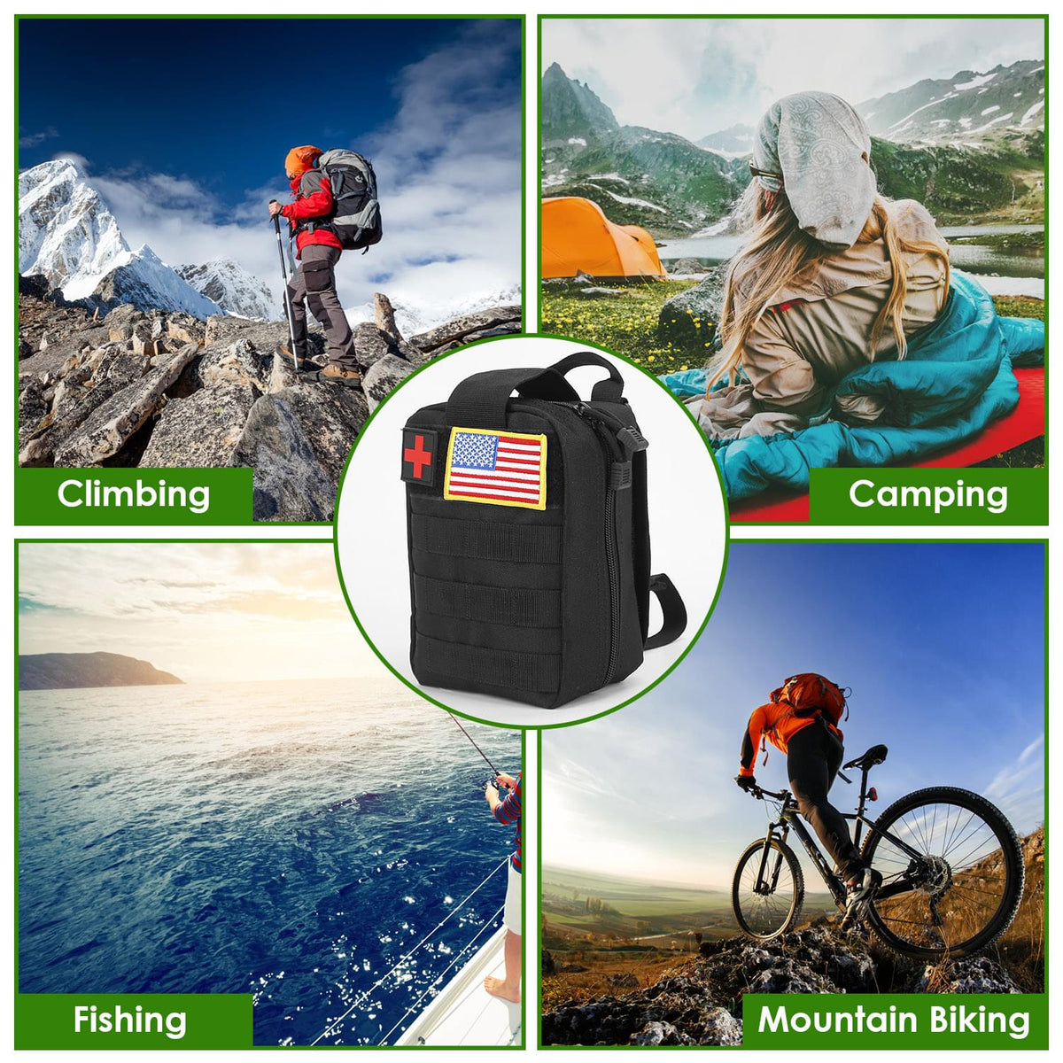 47Pcs Emergency Survival Kit Survival EDC Gear Equipment Tool First Aid Supplies Kit Tools with Pouch for Hiking Hunting Disaster Camping Adventure