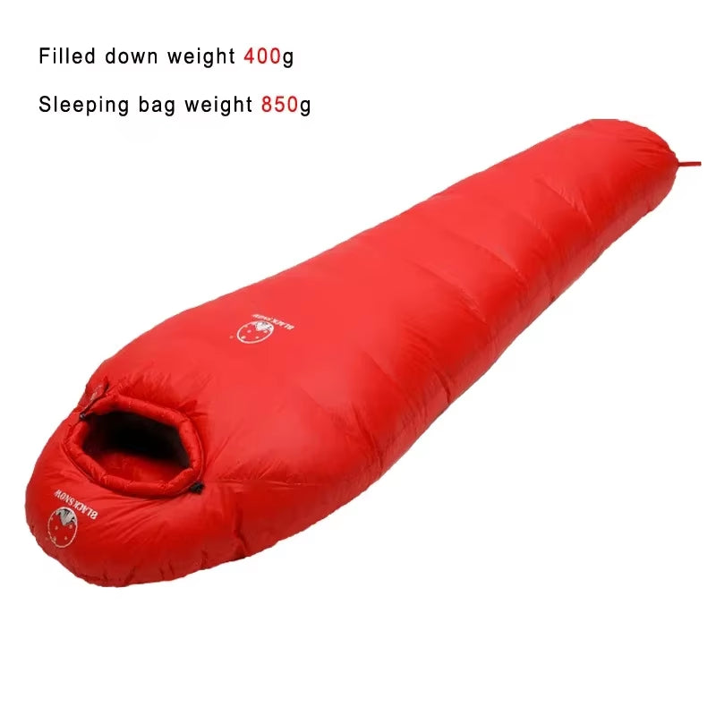 Very Warm White Goose down Filled Adult Mummy Style Sleeping Bag Fit for Winter Thermal 4 Kinds of Thickness Camping Travel
