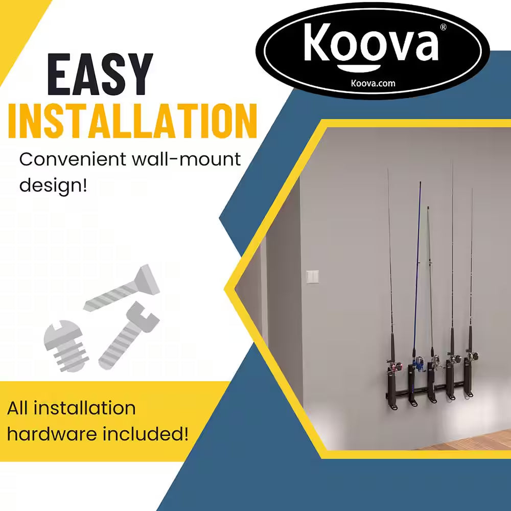 500 Lbs 5 Spinning Adjustable Fishing Pole Wall Mounted Racks