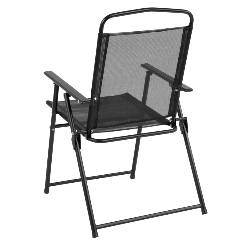 Amlie 6-Piece Rippled Glass Outdoor Patio Table Set with Folding Chairs by Flash Furniture