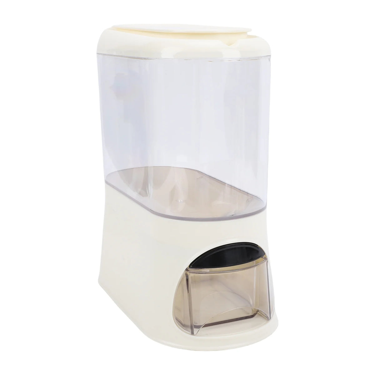 Rice Dispenser with Cup PP Sealed Clear Dry Food Storage Grain Container Bin for Pantry Home Kitchen Organization Cream White