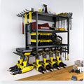 Power Tool Organizer 4 Layer Wall Mounted Storage Rack with Hooks Heavy-Duty Drill Holder Garage Tools Storage Rack for Workshop