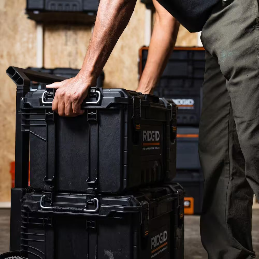 Pro Gear System Gen 2.0 Stackable Durable 22 In. Modular Tool Box Storage with Heavy Duty Latches and Handles
