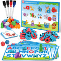 Preschool Alphabet Learning Activities, Magnetic EVA Letters Matching & Handwriting Game, Educational ABC Recognition with 6 Pattern Cards, Phonic Manipulatives Toys for Kids Age 3+