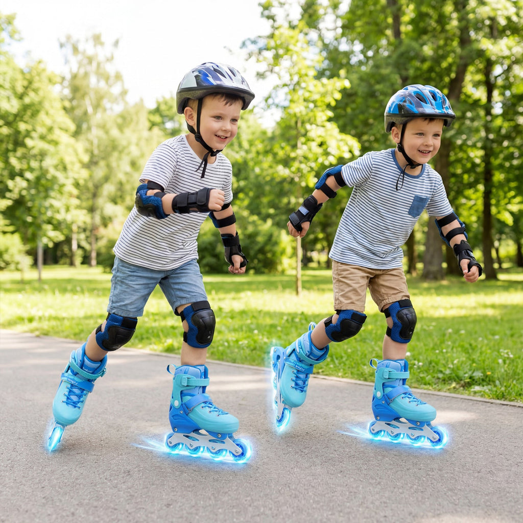 4-Size Adjustable Light-Up Inline Skates for Toddlers Ages 5-7