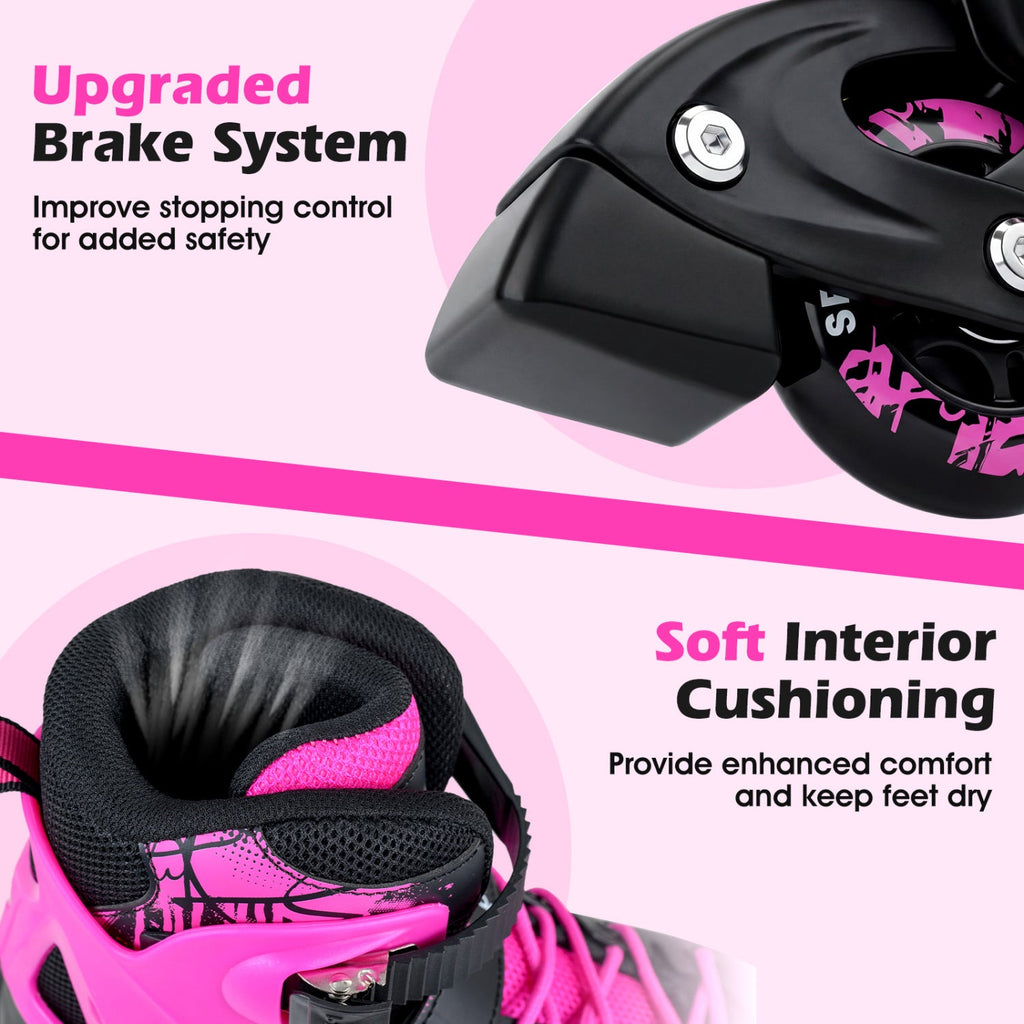 4-Size Adjustable Light-Up Inline Skates for Toddlers Ages 5-7