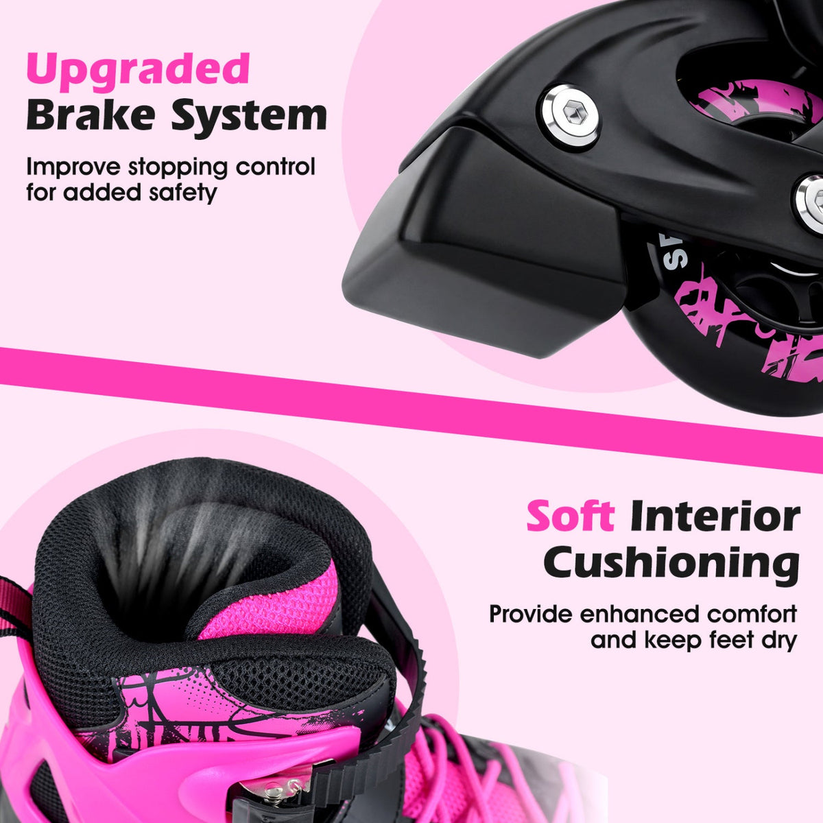 4-Size Adjustable Light-Up Inline Skates for Toddlers Ages 5-7