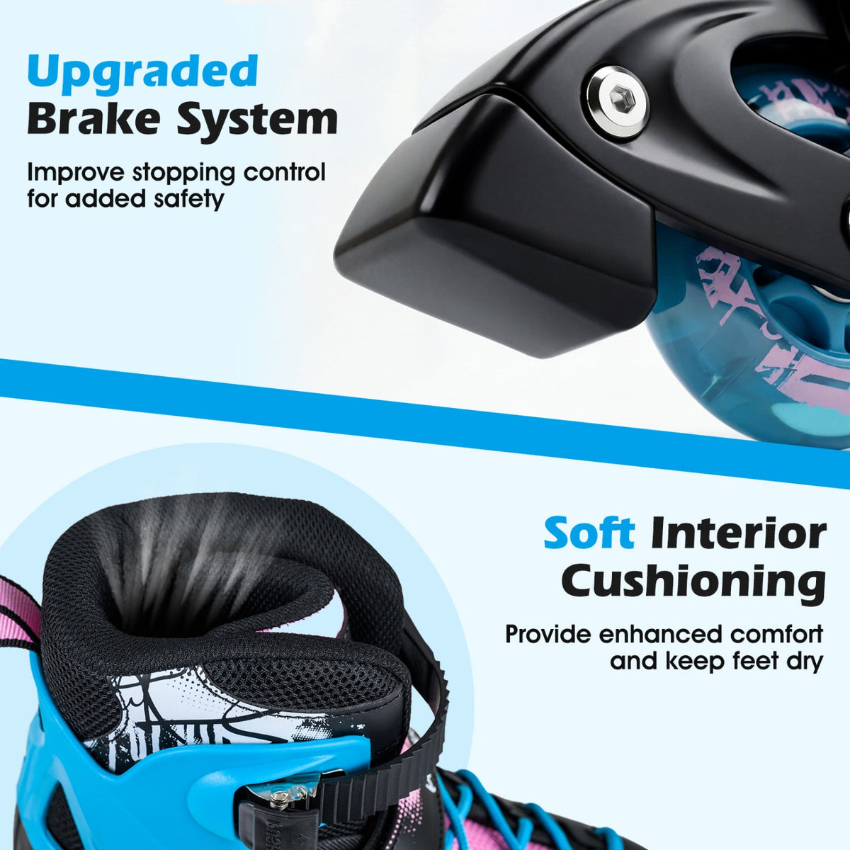 4-Size Adjustable Light-Up Inline Skates for Toddlers Ages 5-7