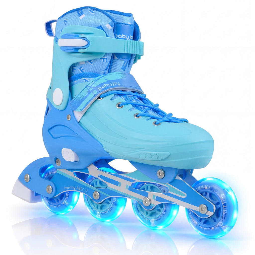 4-Size Adjustable Light-Up Kids Inline Skates for Kids Ages 9-14