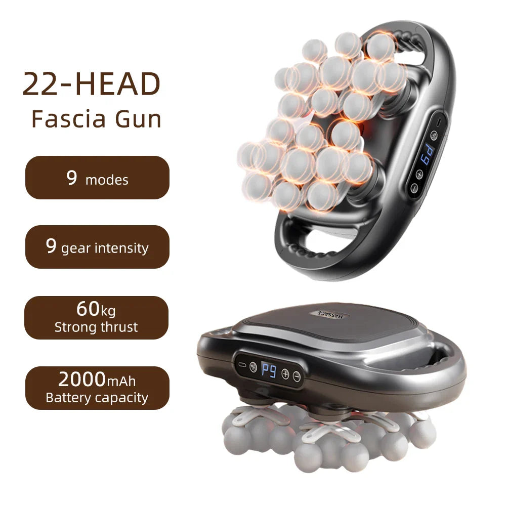 16-Head Fascia Gun High-Frequency Vibration Body Massage Gun Back and Waist Massager Neck Shoulder Massager Muscle Masajeador