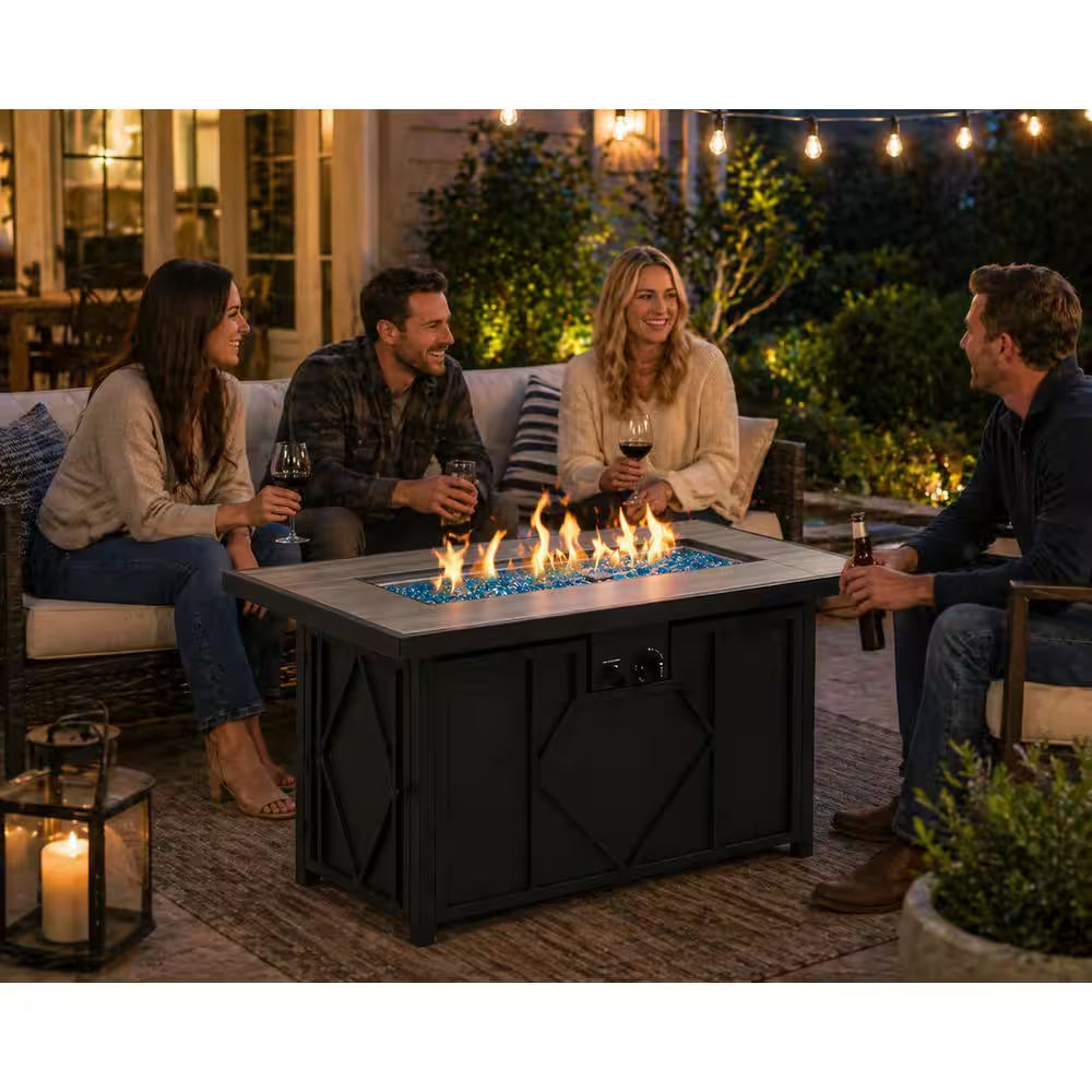 42 In. 60,000BTU Fire Pit Propane Gas Fire Pit Table Rectangular Tabletop