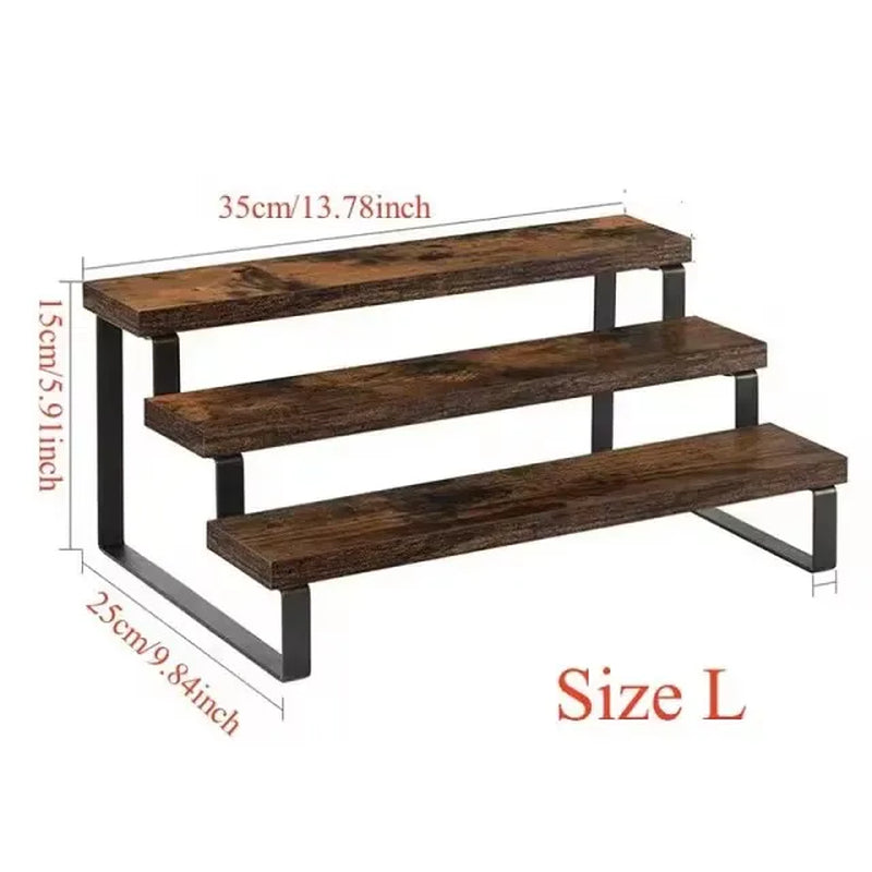 Wooden Display Riser Stand, Tiered Perfume and Cologne Organizer Stand, 3 Tier Spice Rack Organizer, Rustic Display Shelf for Candles (3 Tier) (Copy)