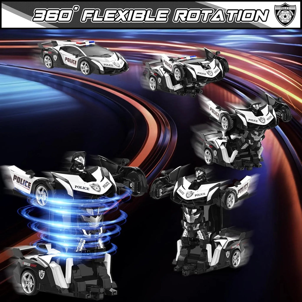 Rc Cars for Boys 4-7 8-12, 2.4Ghz Remote Control Car 1:18 Scale Transforming Robot, One-Button Deformation 360° Rotation Car Toy Gifts for Boys 3-5