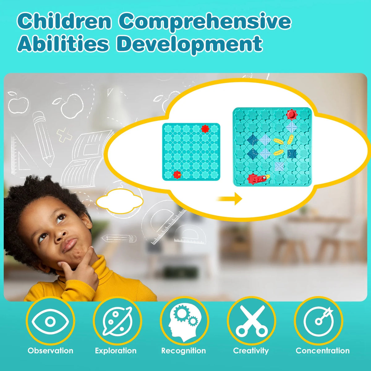 1Pc Kids Logical Road Builder Toy Brain Teasers Puzzles Montessori Toys Preschool Educational Learning Toys Puzzle STEM Board Game for 3 to 8 Years Old Boys Girls Birthday Gift