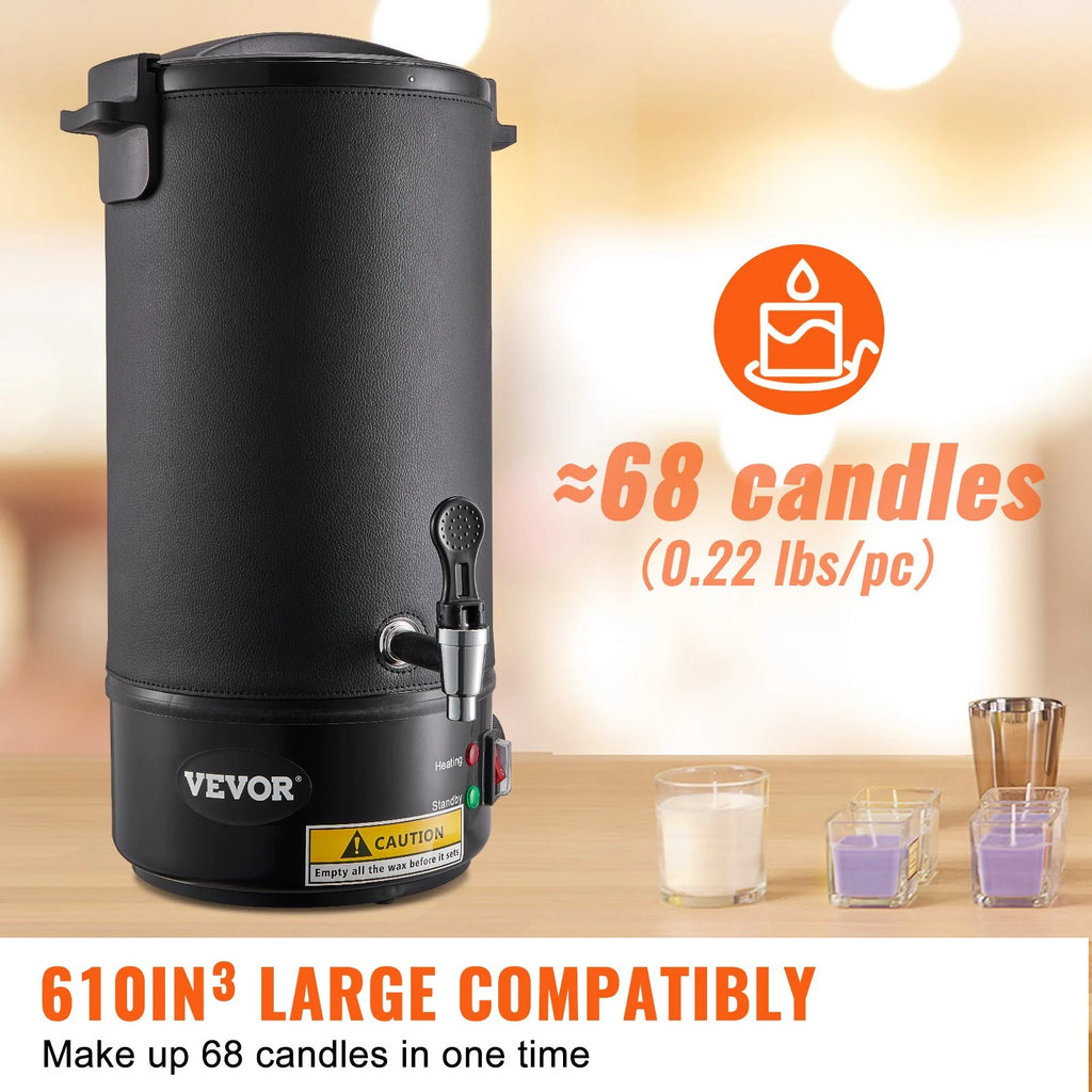 VEVOR 10 L Wax Melter for Candle Making, Extra Large Electric Wax Melting Pot, with Easy Pour Spout and 9-Level Temp Control, Easy Clean for Candle Soap Cream Beauty Bulk Production Business or Home