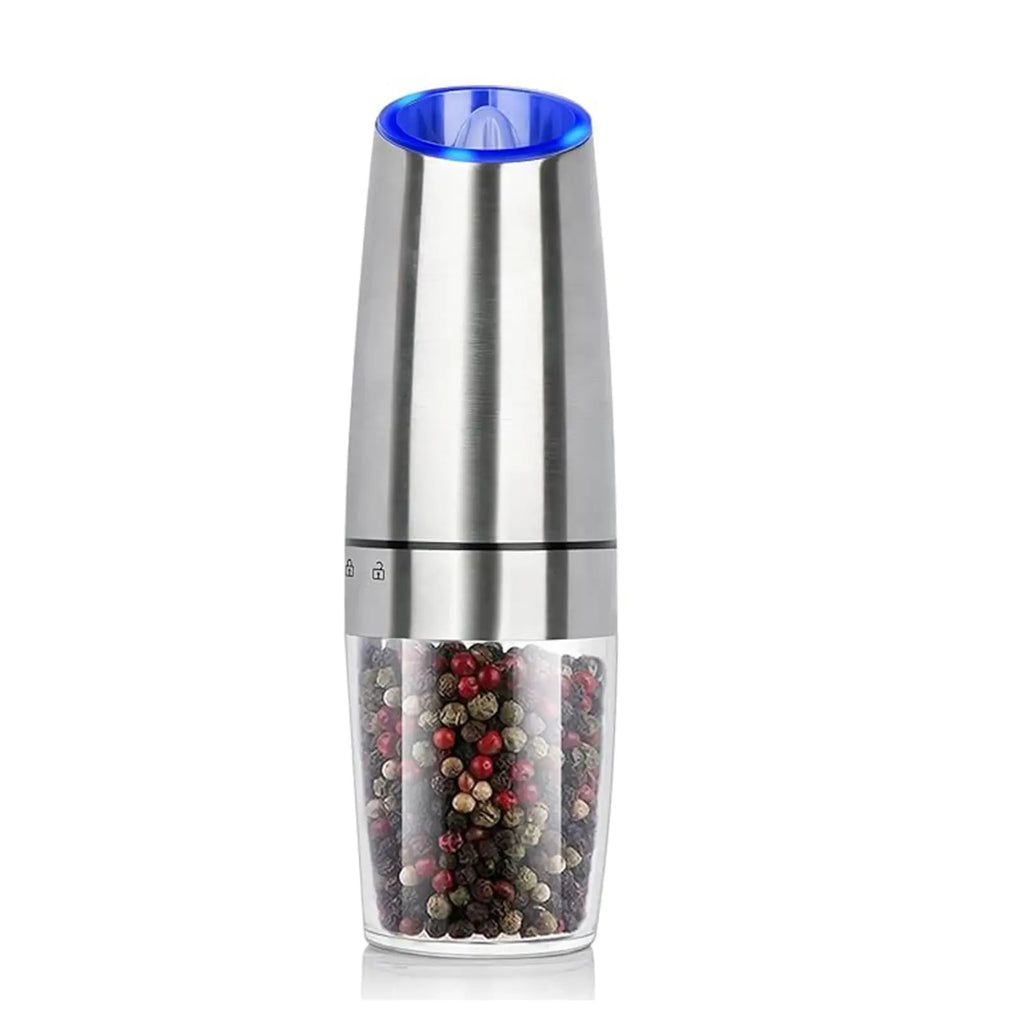 1Pc/2Pcs, Gravity Electric Salt and Pepper Grinder - Salt & Pepper Mill Sets with LED Light, One Hand Automatic Operation, Adjus
