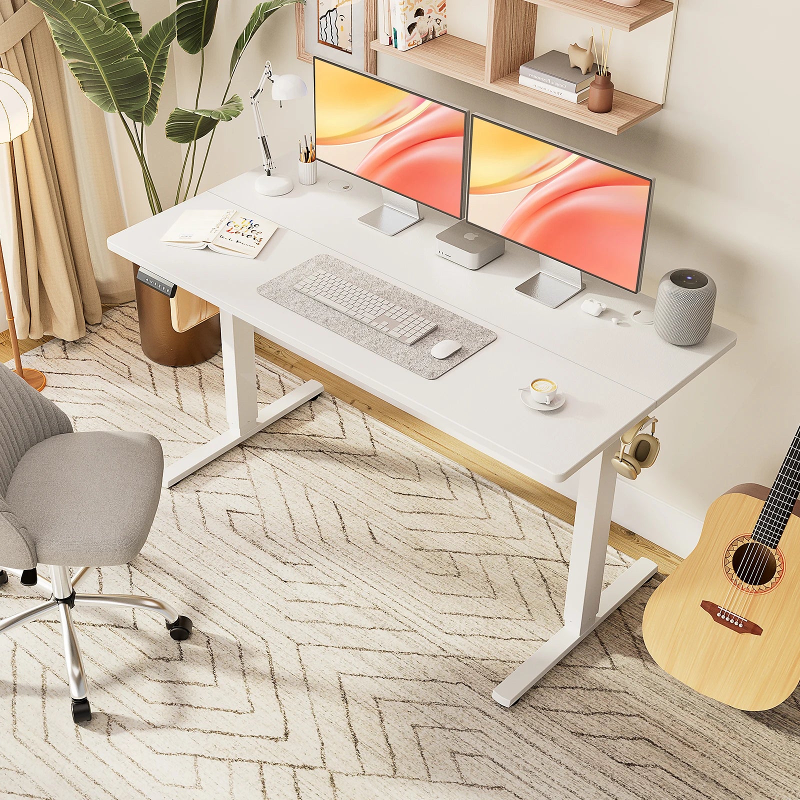 Electric Standing Desk Height Adjustable 55X24 Inch Computer Desk Workstation Ergonomic Work Table for Home Office