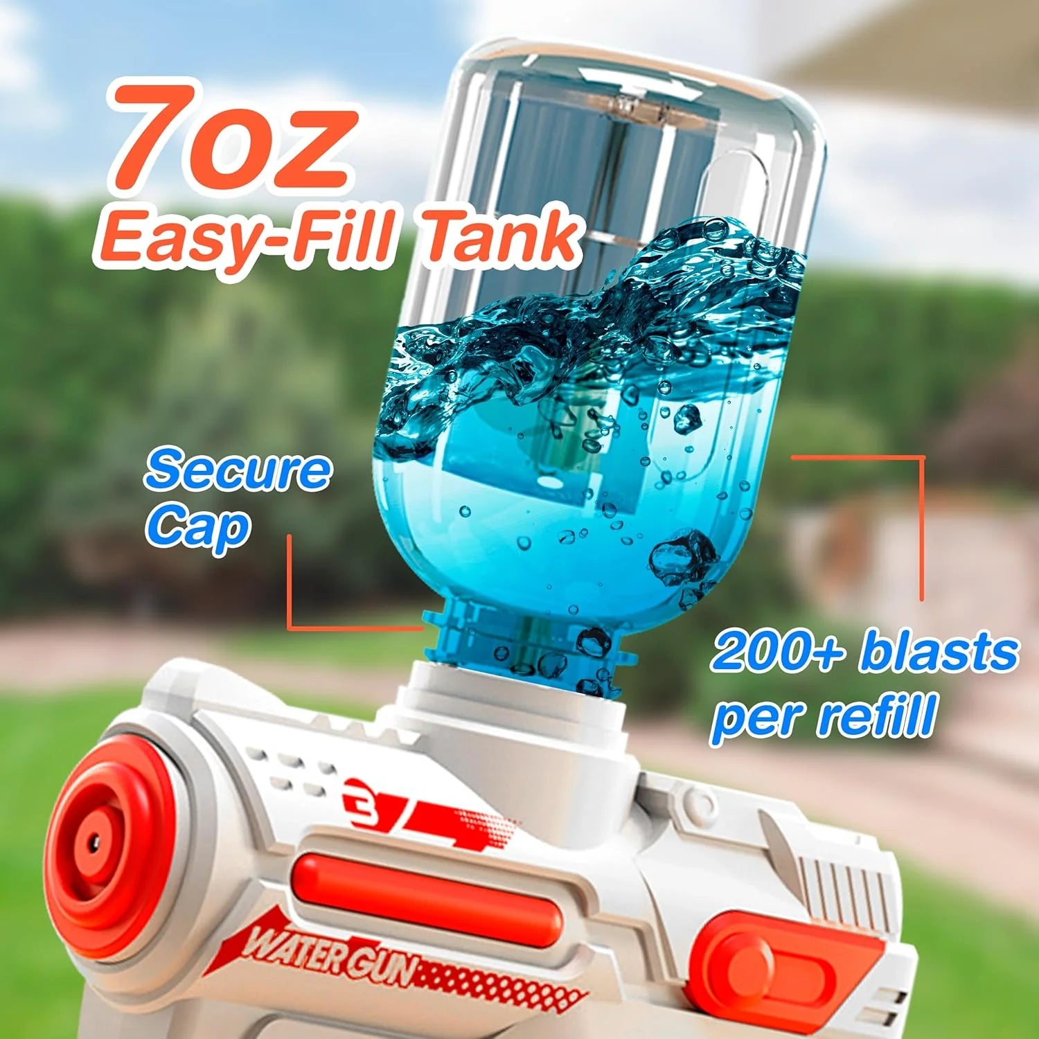 Light-Up Electric Water Gun 2 Pack for Kids with LED Lights, Long Range Water Blasters, 7Oz Easy Fill Tank, 200+ Blasts per Refill, Shoots up to 25FT, Squirt Gun for Outdoor Park and Pool Fun