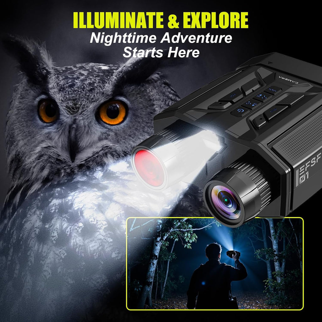 Night Vision Goggles 8X Digital Zoom, 300M Night Vision Binoculars with 7-Level IR, 32GB Card & LED Flashlight, Gifts for Men, Dad, Husband, Boyfriend for Camping and Birdwatching