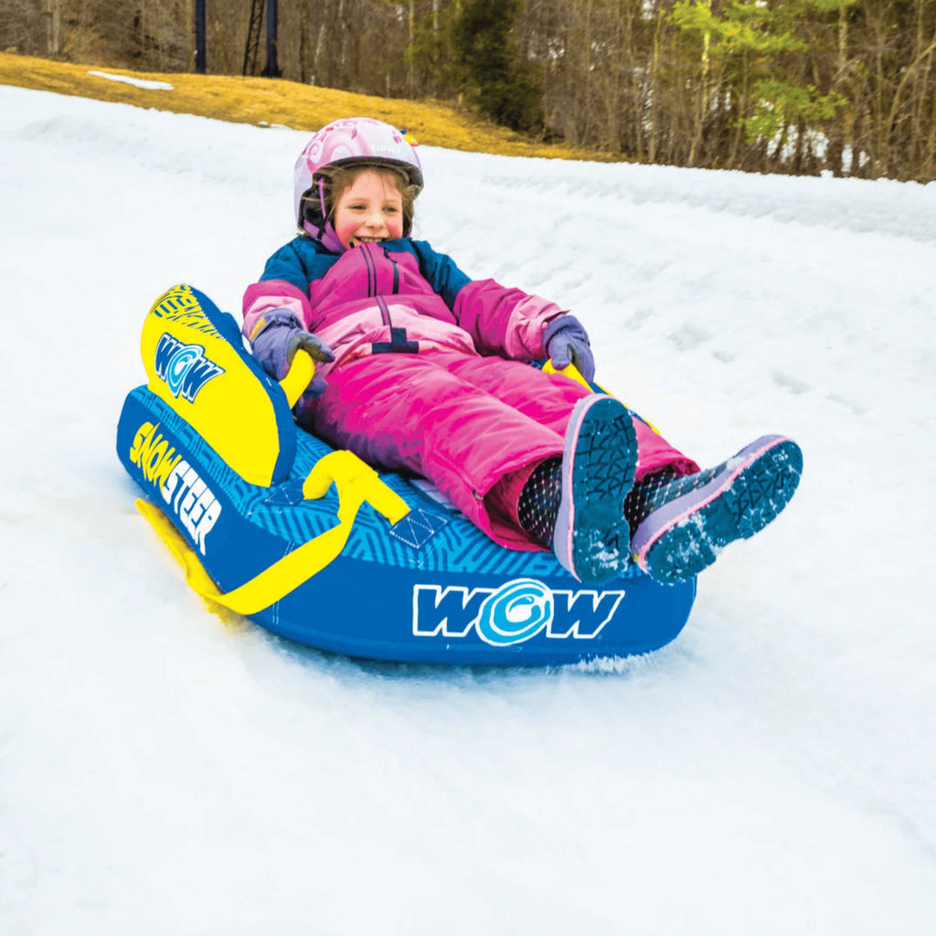 WOW Watersports Snowsteer Snow Sled with Lying Position for Easy Sledding