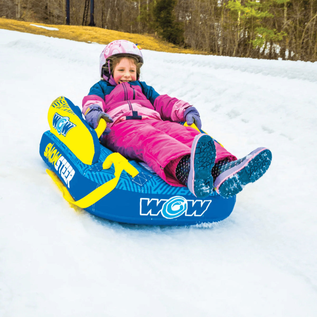 WOW Watersports Snowsteer Snow Sled with Lying Position for Easy Sledding